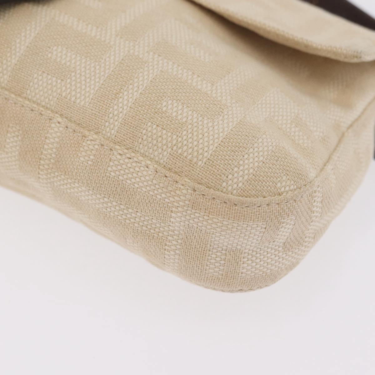 FENDI Zucca Canvas Mamma Baguette Shoulder Bag Beige Silver 26424 Auth 208569V
