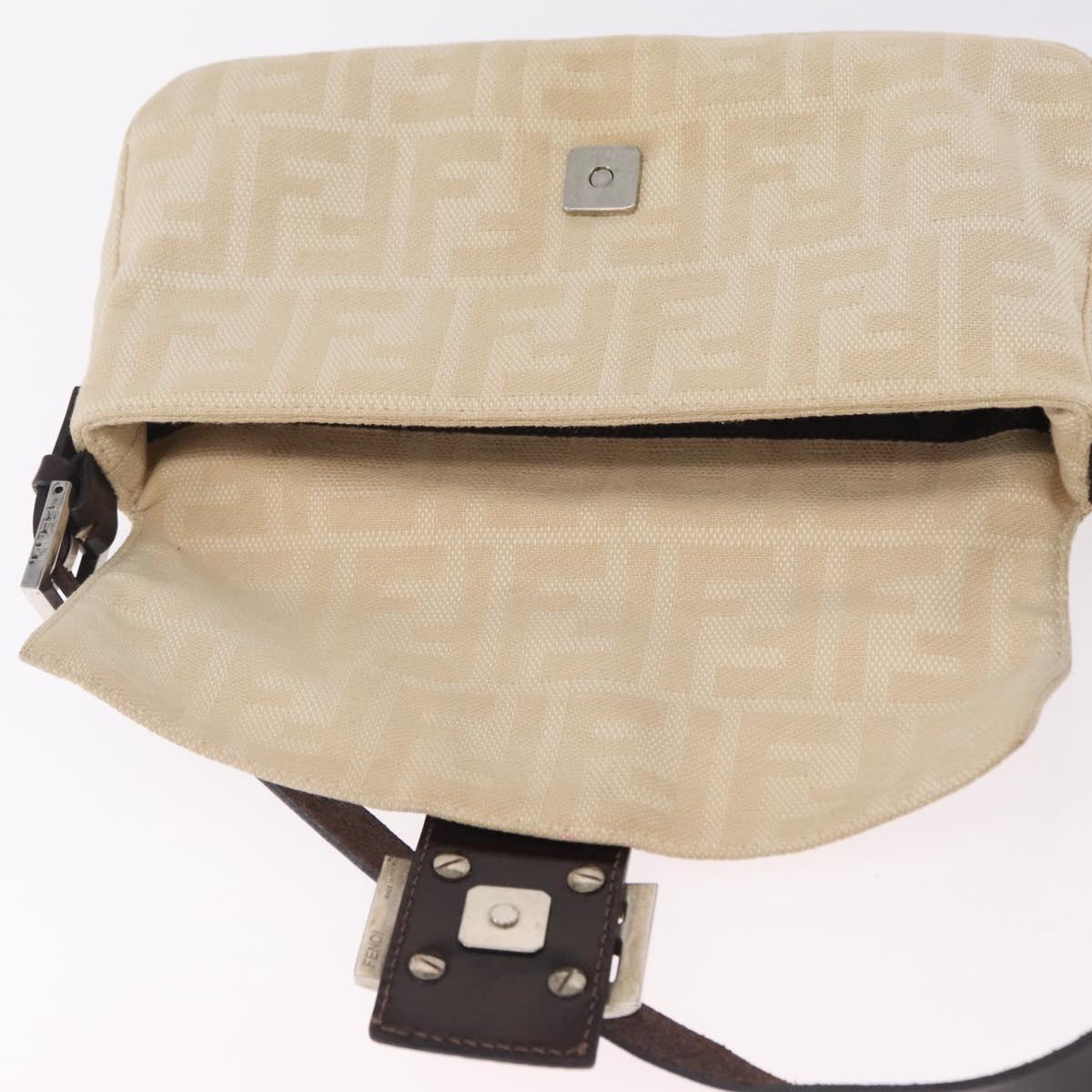 FENDI Zucca Canvas Mamma Baguette Shoulder Bag Beige Silver 26424 Auth 208569V