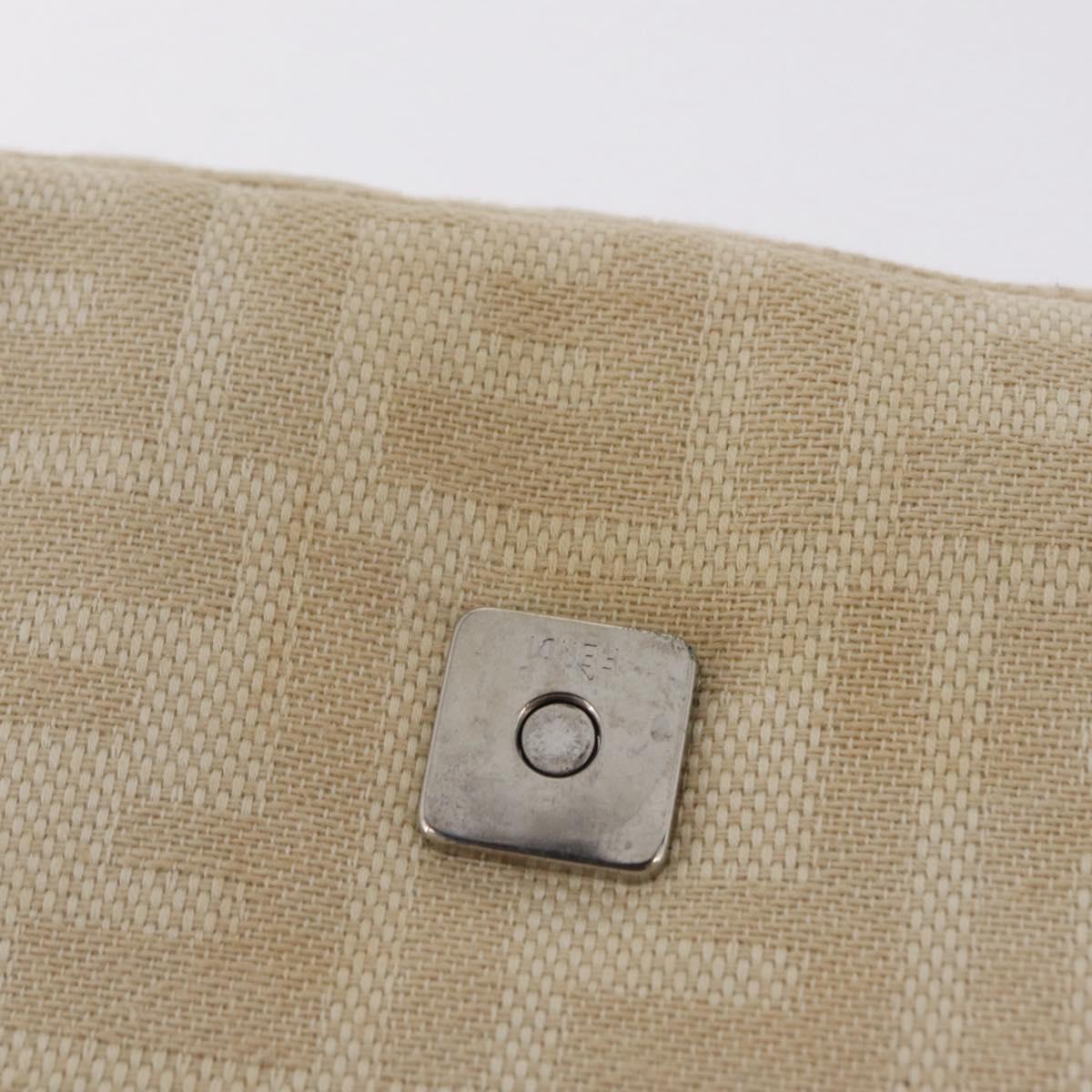FENDI Zucca Canvas Mamma Baguette Shoulder Bag Beige Silver 26424 Auth 208569V