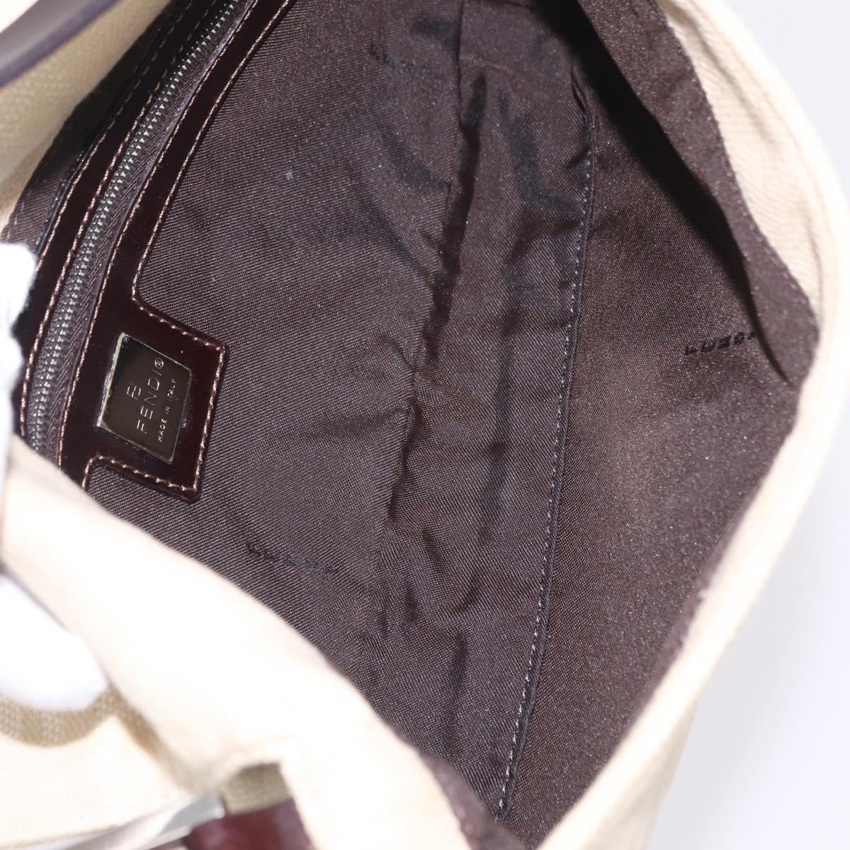 FENDI Zucca Canvas Mamma Baguette Shoulder Bag Beige Silver 26424 Auth 208569V