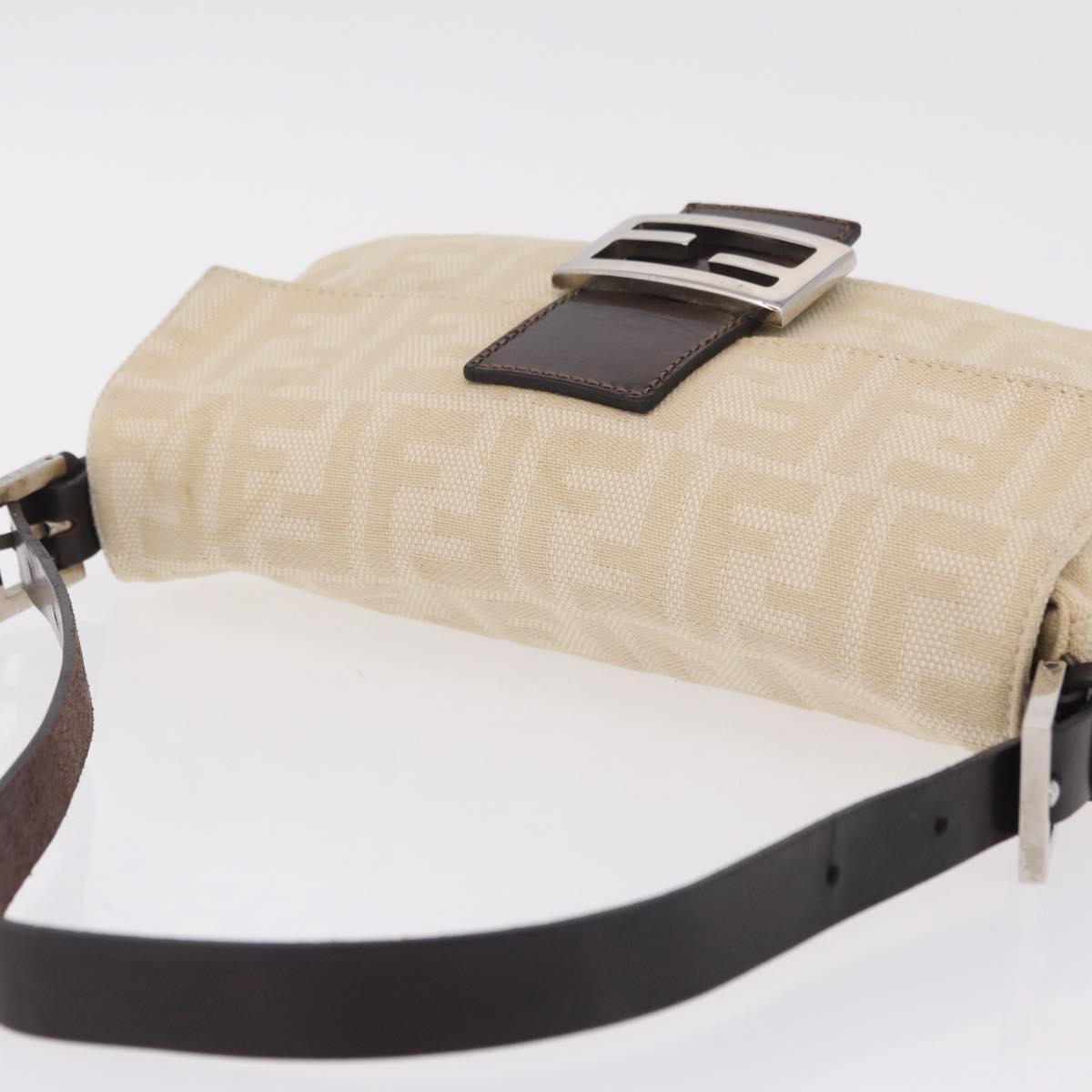 FENDI Zucca Canvas Mamma Baguette Shoulder Bag Beige Silver 26424 Auth 208569V