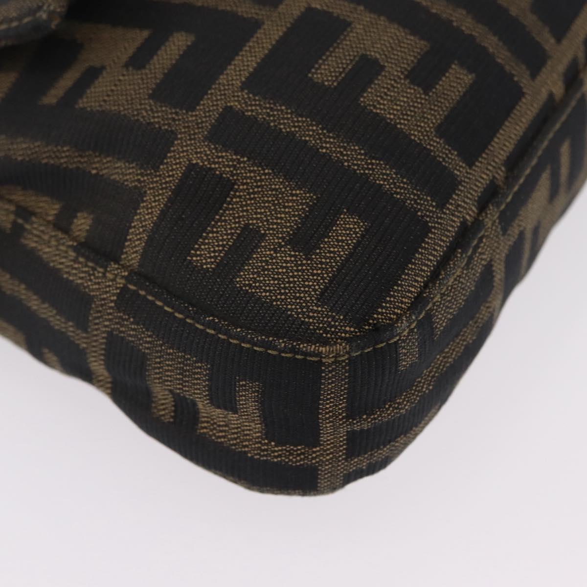 FENDI Zucca Canvas Mamma Baguette Shoulder Bag Black Brown Auth 208570V