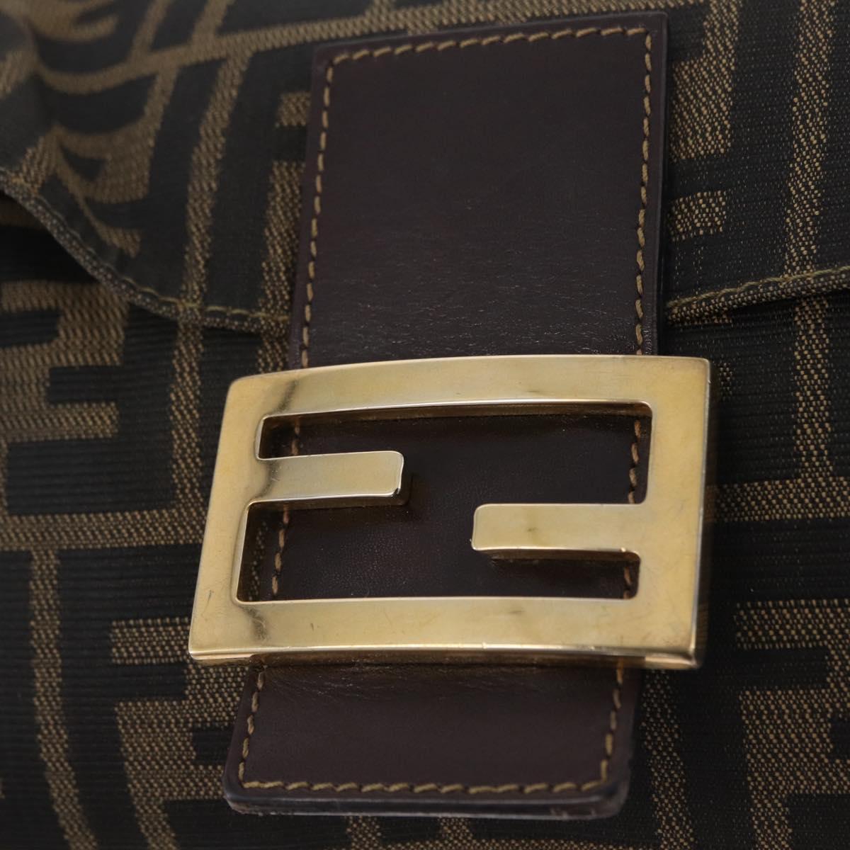 FENDI Zucca Canvas Mamma Baguette Shoulder Bag Black Brown Auth 208570V