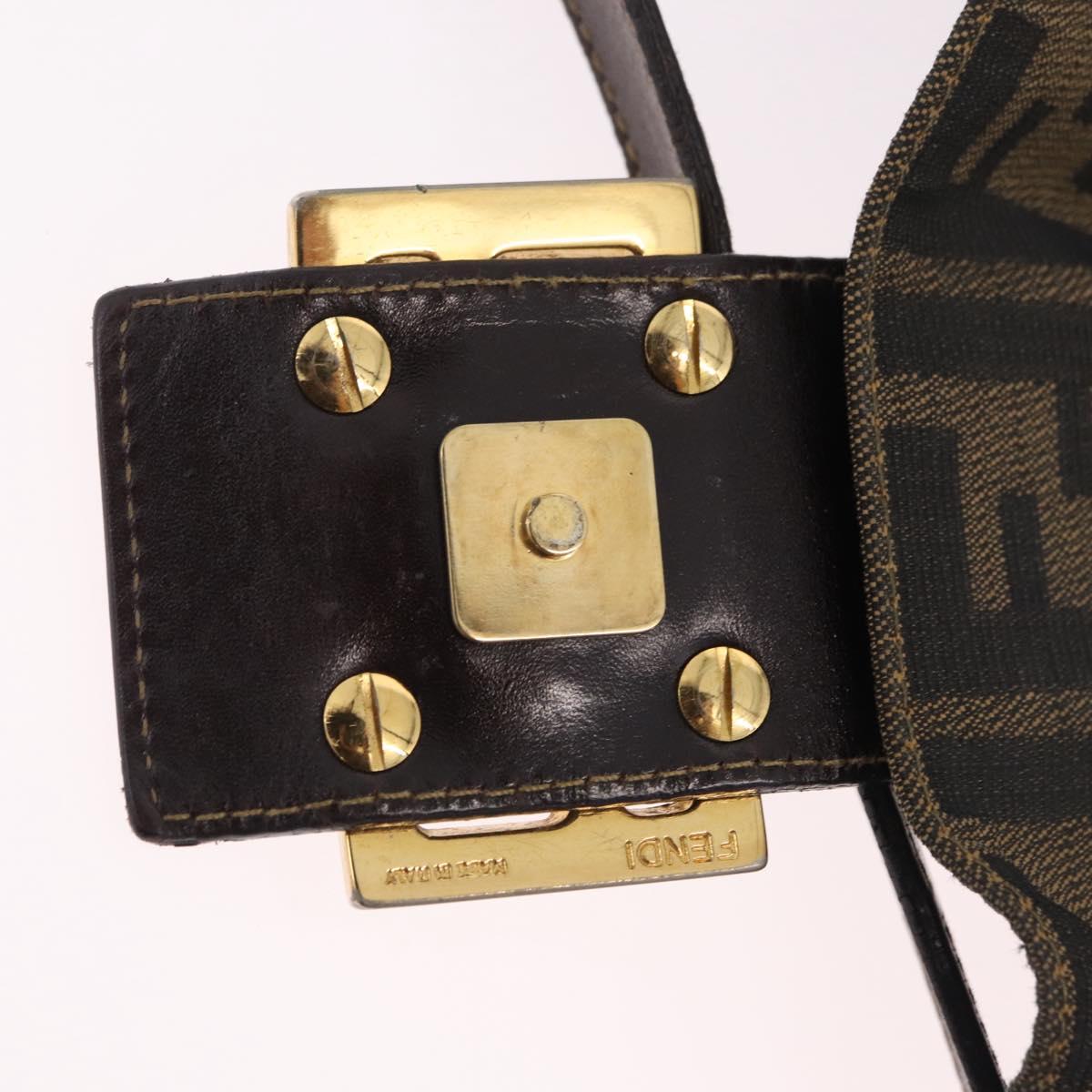 FENDI Zucca Canvas Mamma Baguette Shoulder Bag Black Brown Auth 208570V