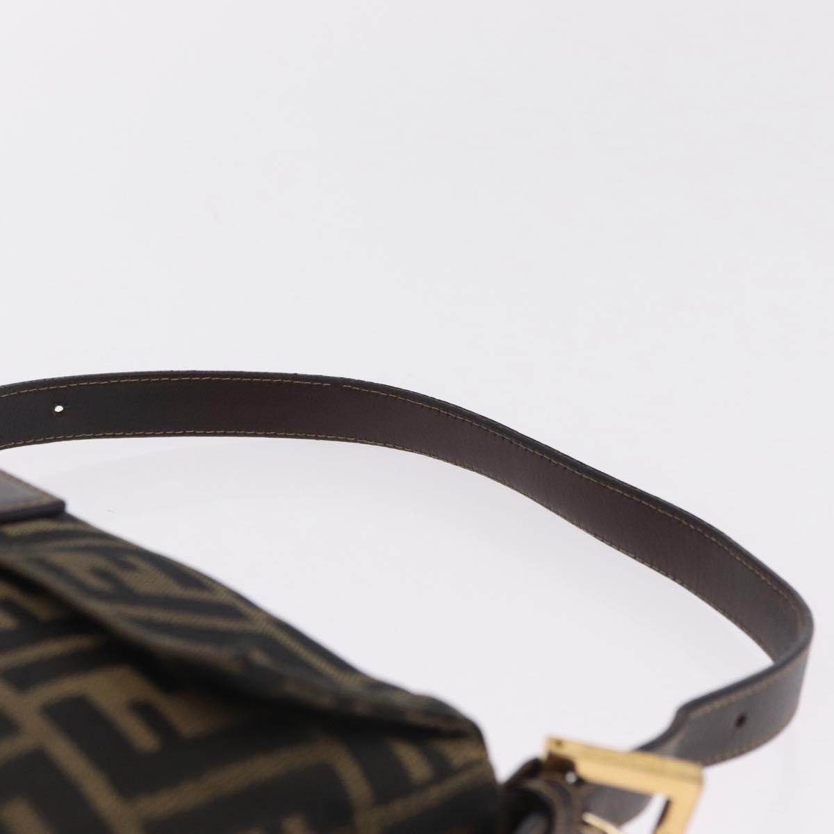 FENDI Zucca Canvas Mamma Baguette Shoulder Bag Black Brown Auth 208570V