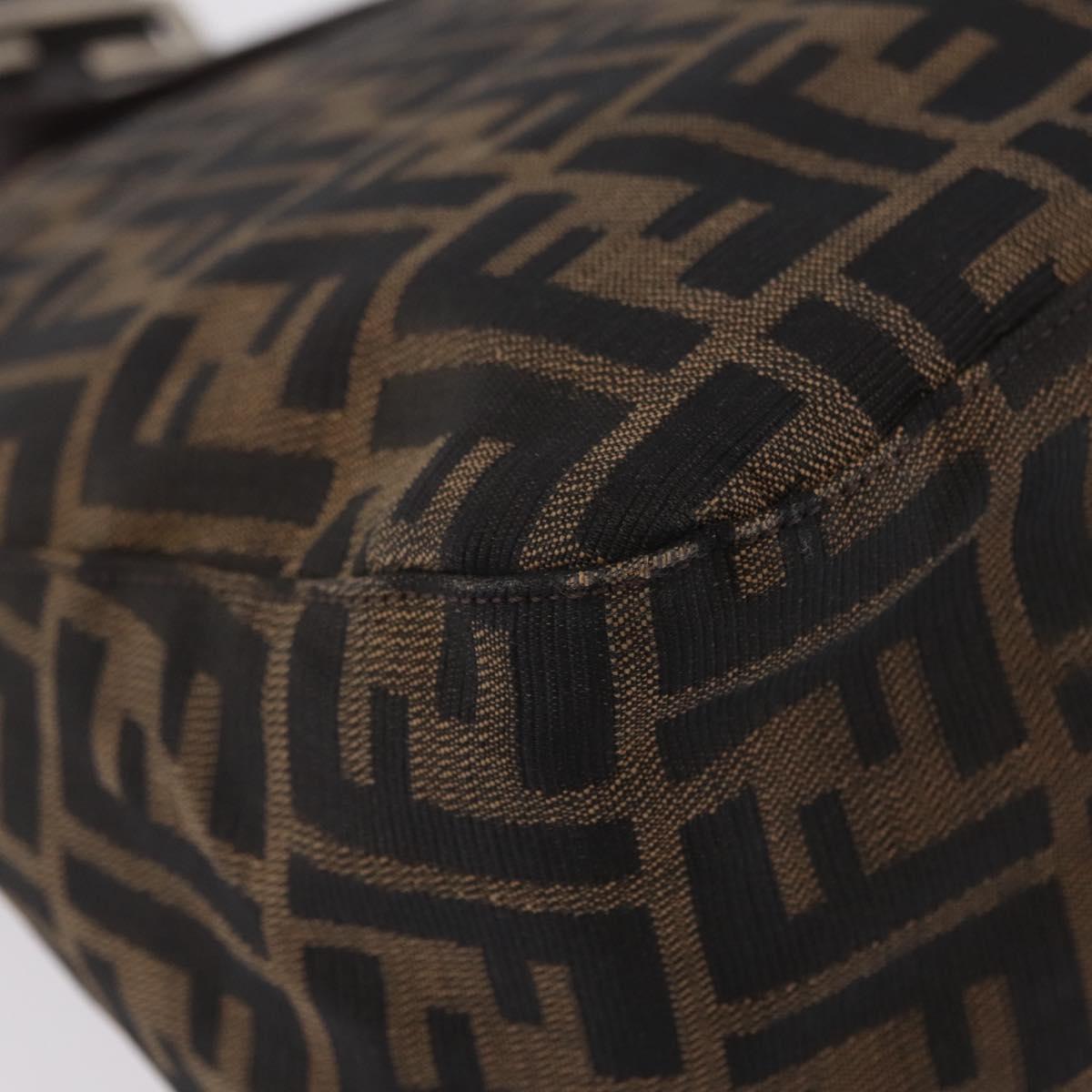 FENDI Zucca Canvas Mamma Baguette Shoulder Bag Brown Black 26426 Auth 208575A