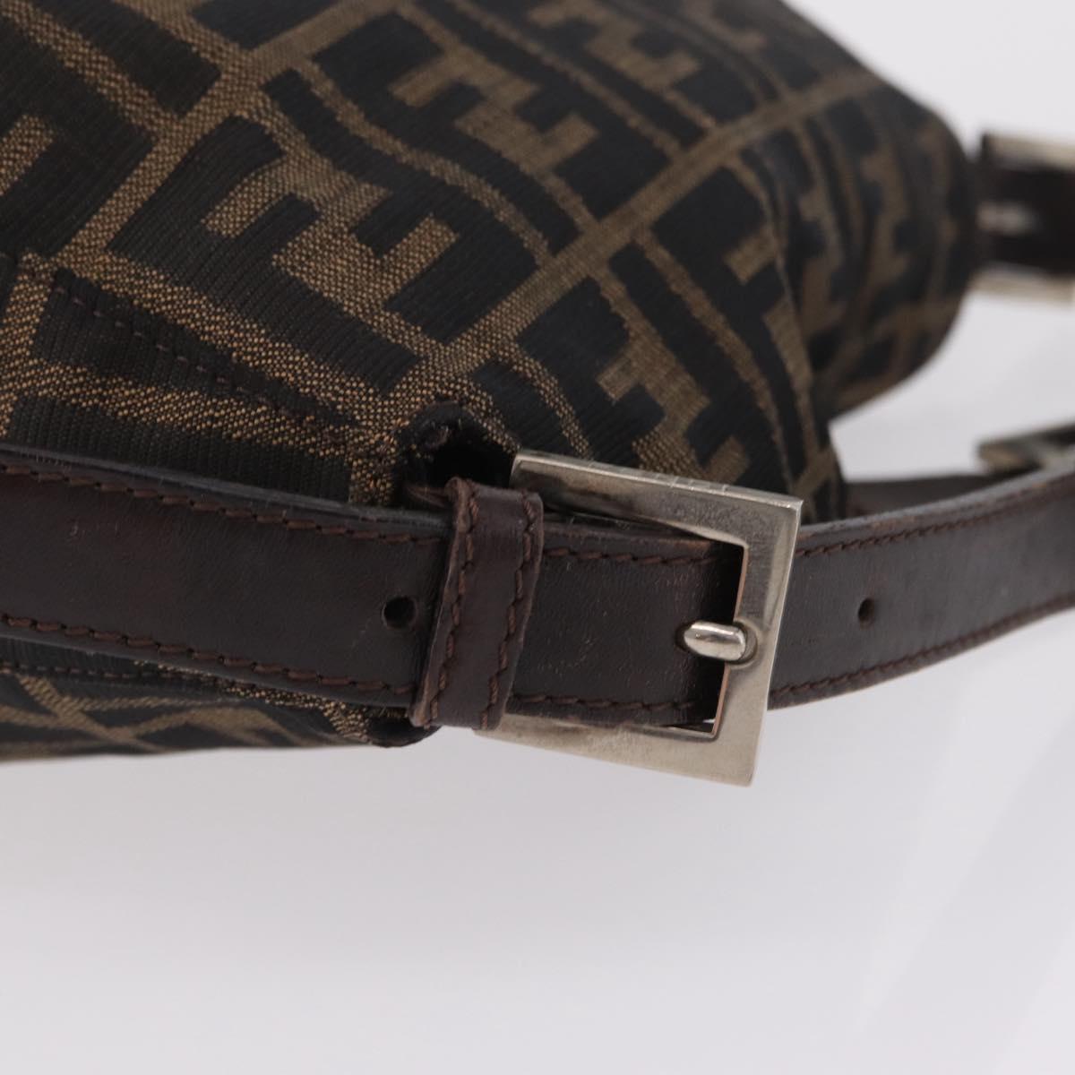 FENDI Zucca Canvas Mamma Baguette Shoulder Bag Brown Black 26426 Auth 208575A