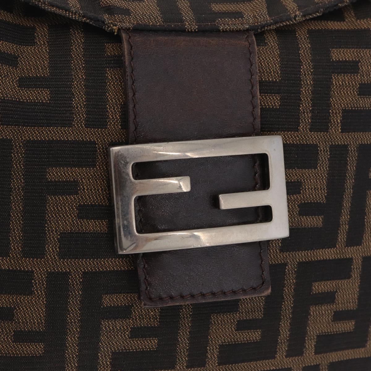 FENDI Zucca Canvas Mamma Baguette Shoulder Bag Brown Black 26426 Auth 208575A