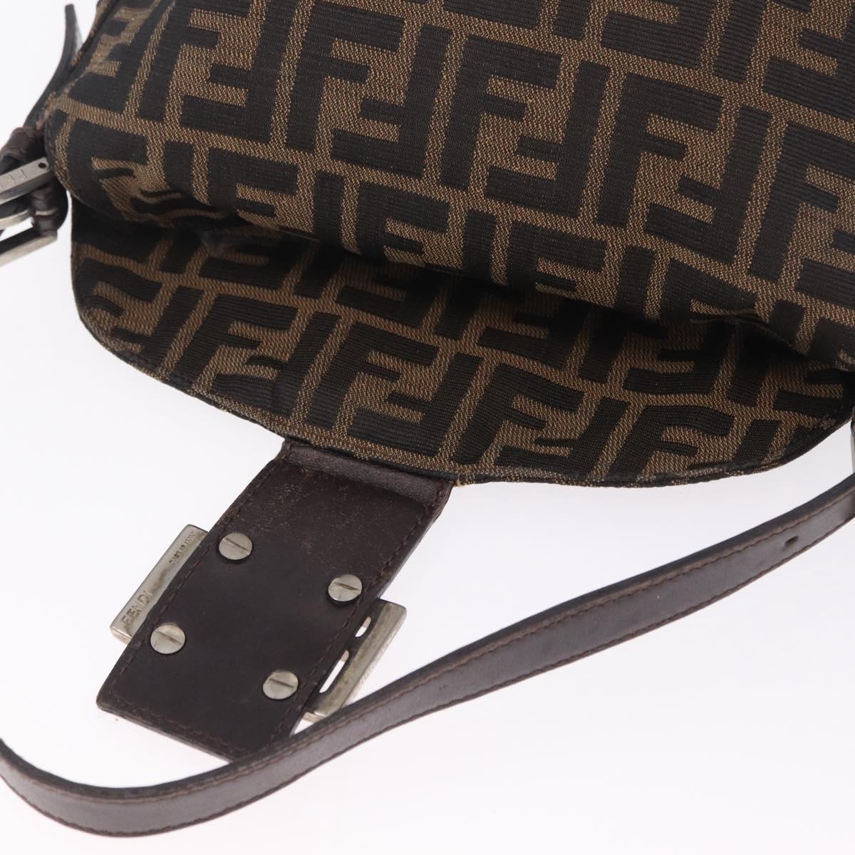 FENDI Zucca Canvas Mamma Baguette Shoulder Bag Brown Black 26426 Auth 208575A