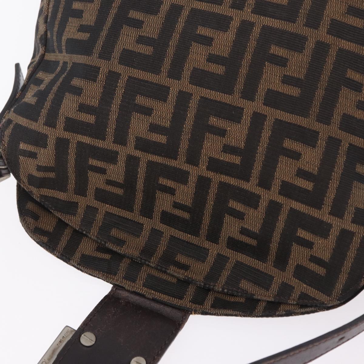 FENDI Zucca Canvas Mamma Baguette Shoulder Bag Brown Black 26426 Auth 208575A