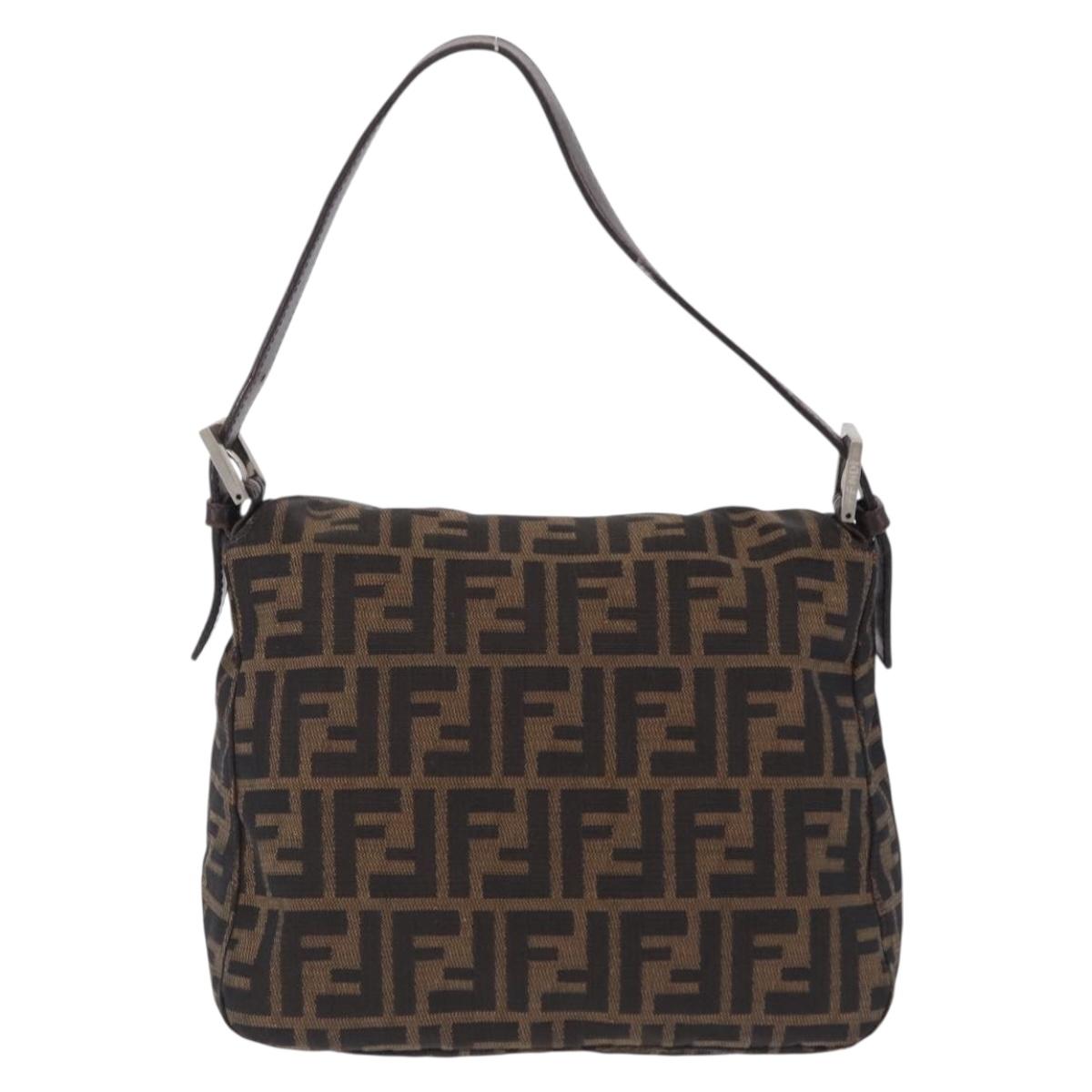 FENDI Zucca Canvas Mamma Baguette Shoulder Bag Brown Black 26426 Auth 208575A