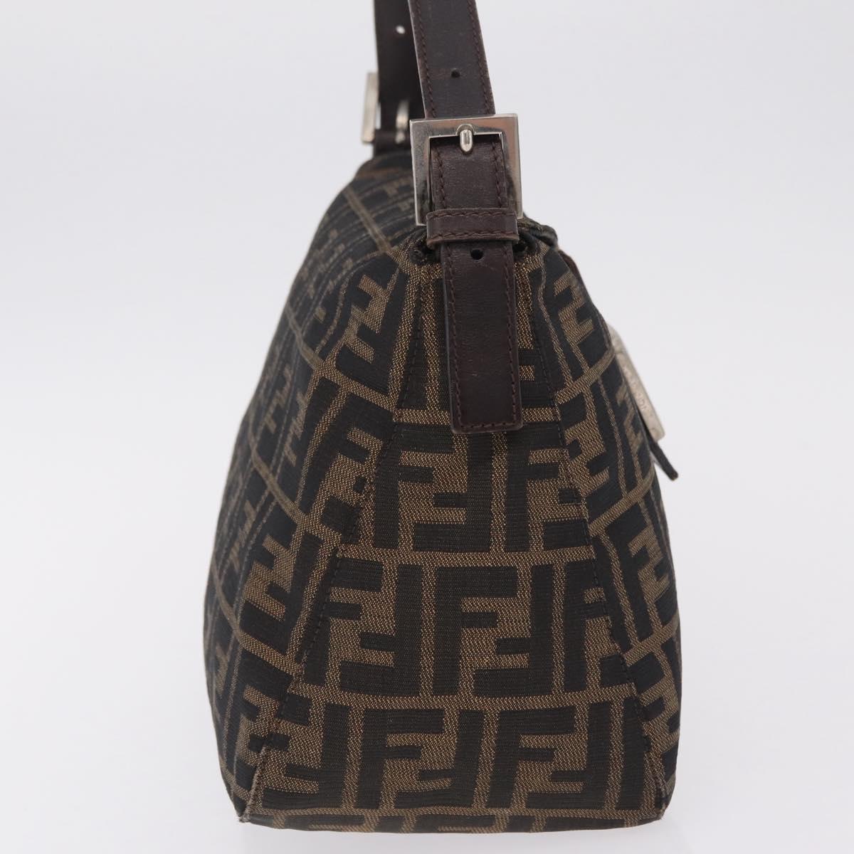 FENDI Zucca Canvas Mamma Baguette Shoulder Bag Brown Black 26426 Auth 208575A