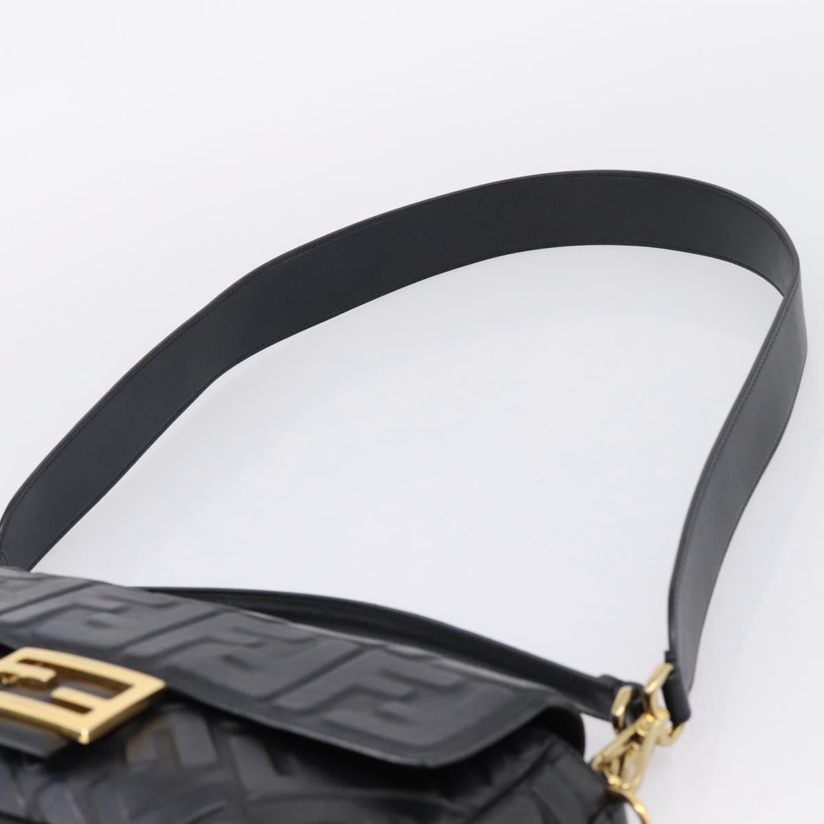FENDI Zucca Canvas Mamma Baguette Bag Leather 2way Black 8BR600 Auth 208576V