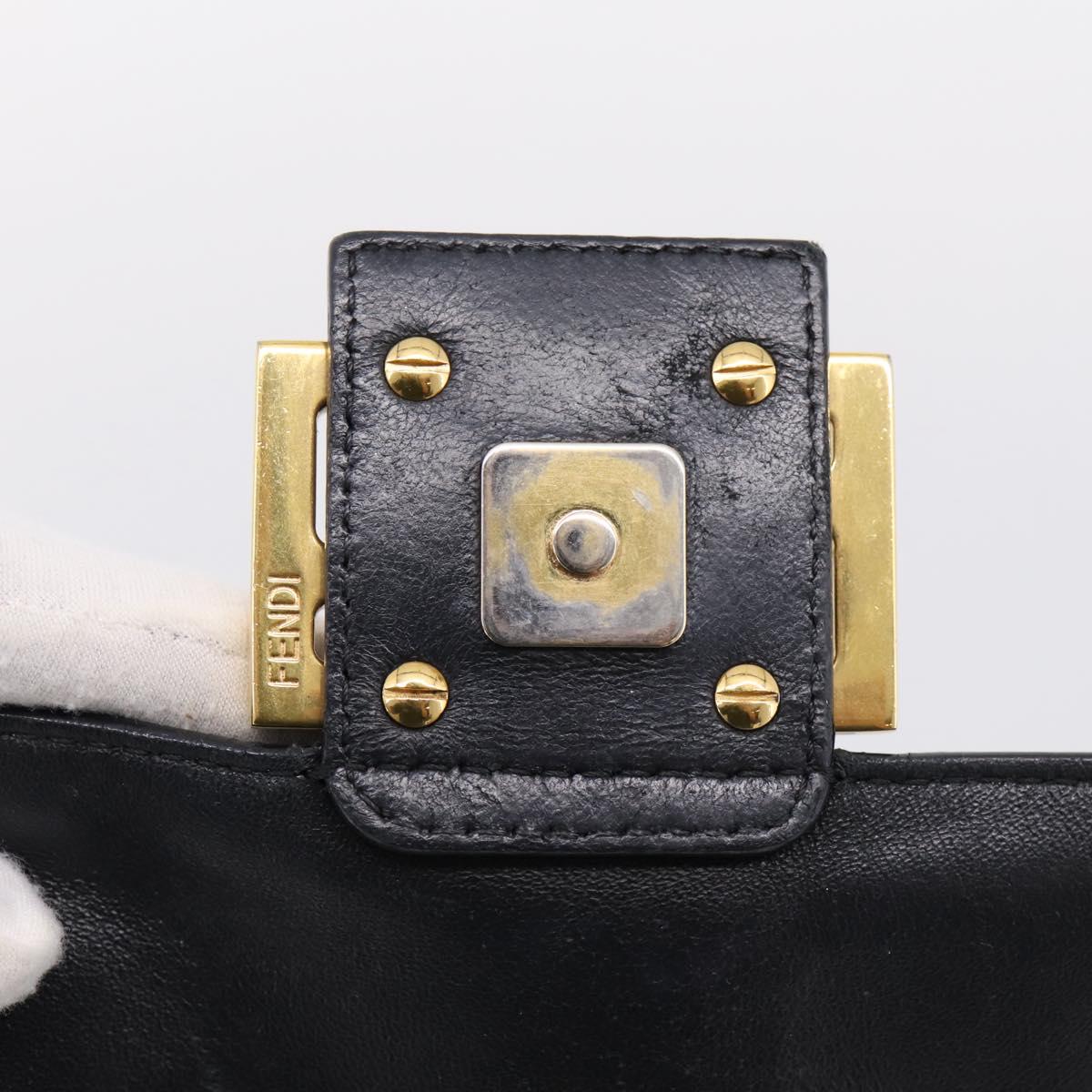 FENDI Zucca Canvas Mamma Baguette Bag Leather 2way Black 8BR600 Auth 208576V