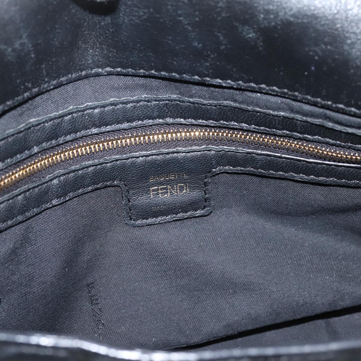 FENDI Zucca Canvas Mamma Baguette Bag Leather 2way Black 8BR600 Auth 208576V