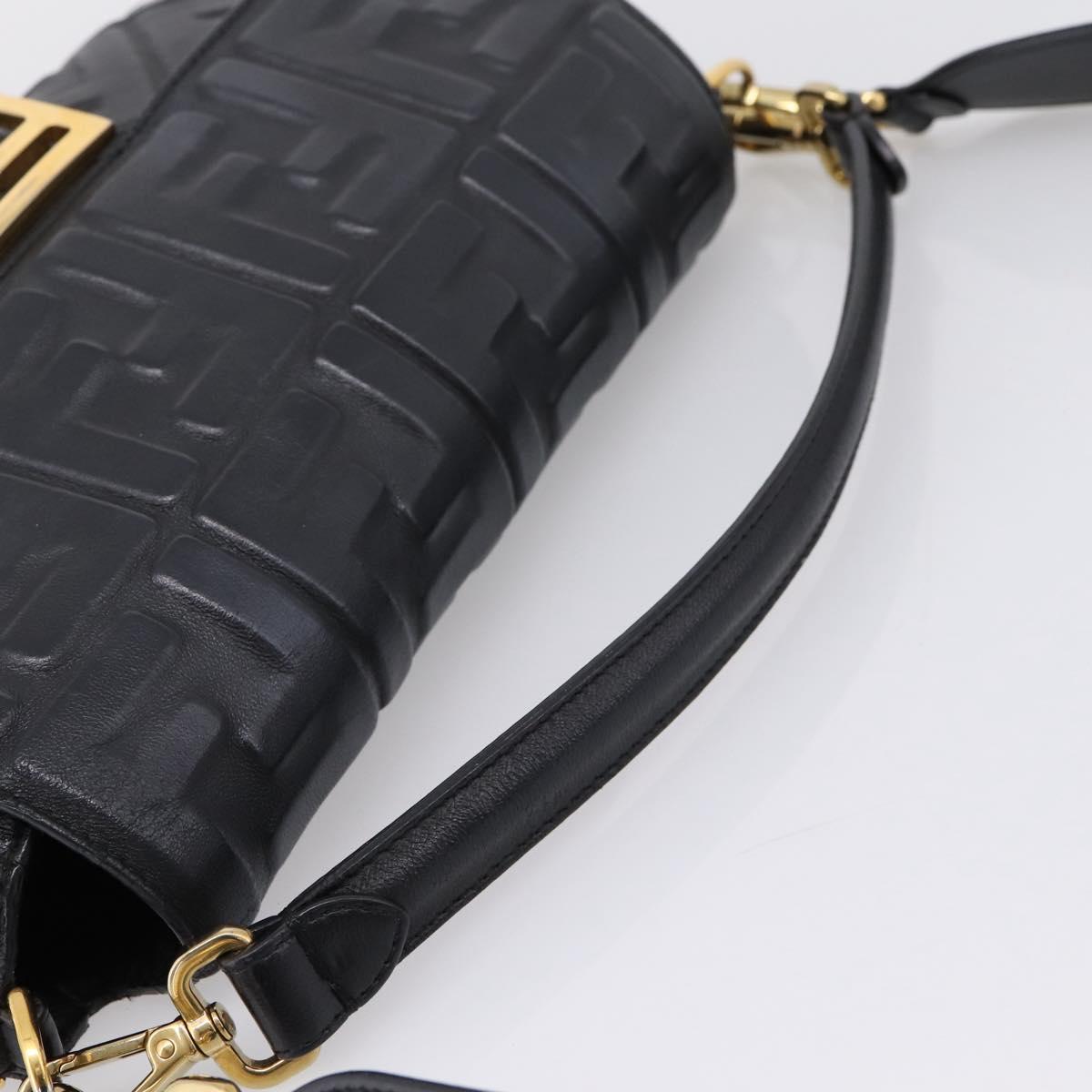 FENDI Zucca Canvas Mamma Baguette Bag Leather 2way Black 8BR600 Auth 208576V