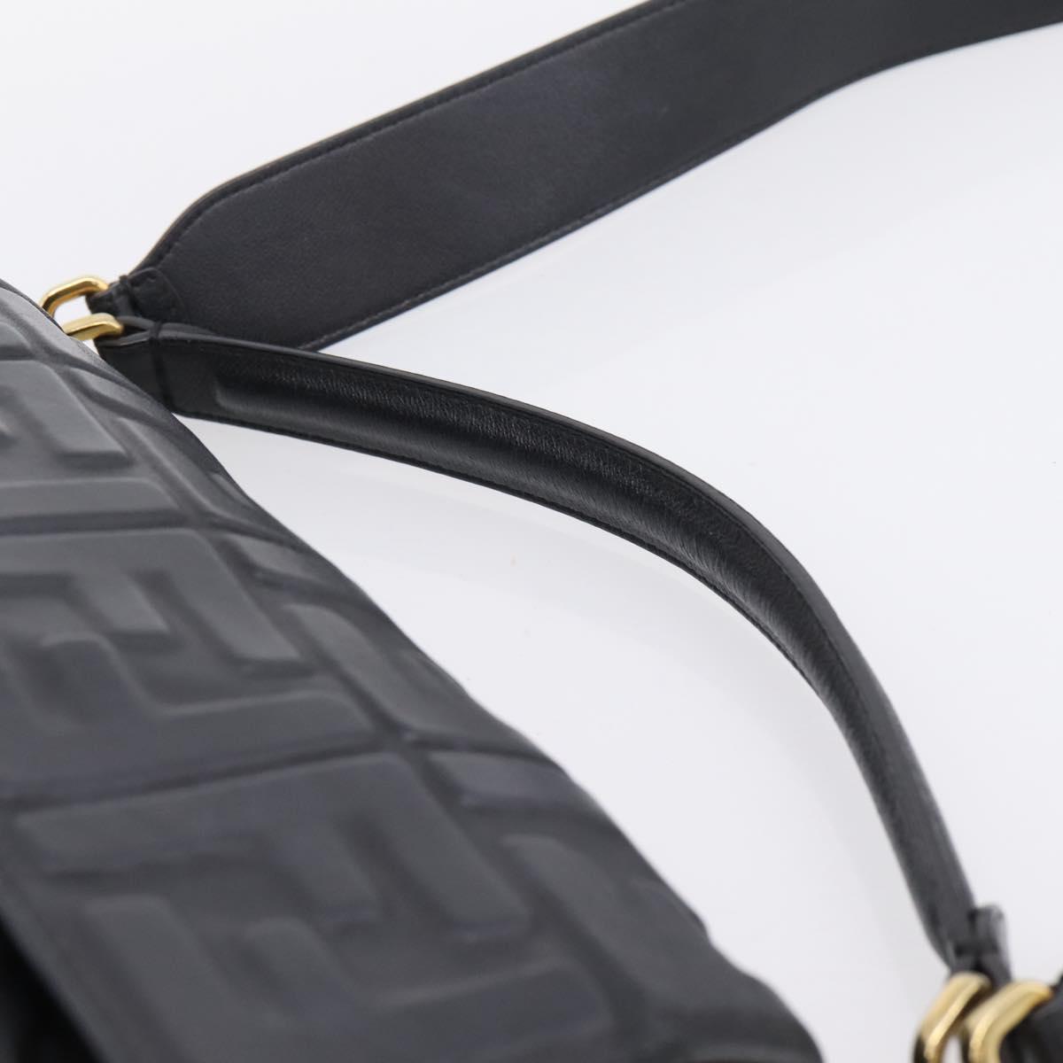 FENDI Zucca Canvas Mamma Baguette Bag Leather 2way Black 8BR600 Auth 208576V