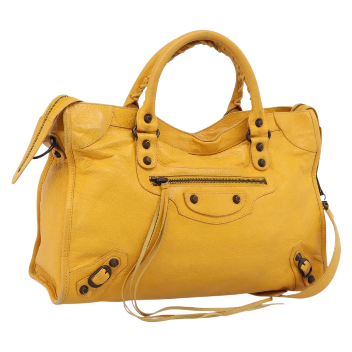 Balenciaga The City Hand Bag Leather 2way Yellow 115748 Auth 208577V