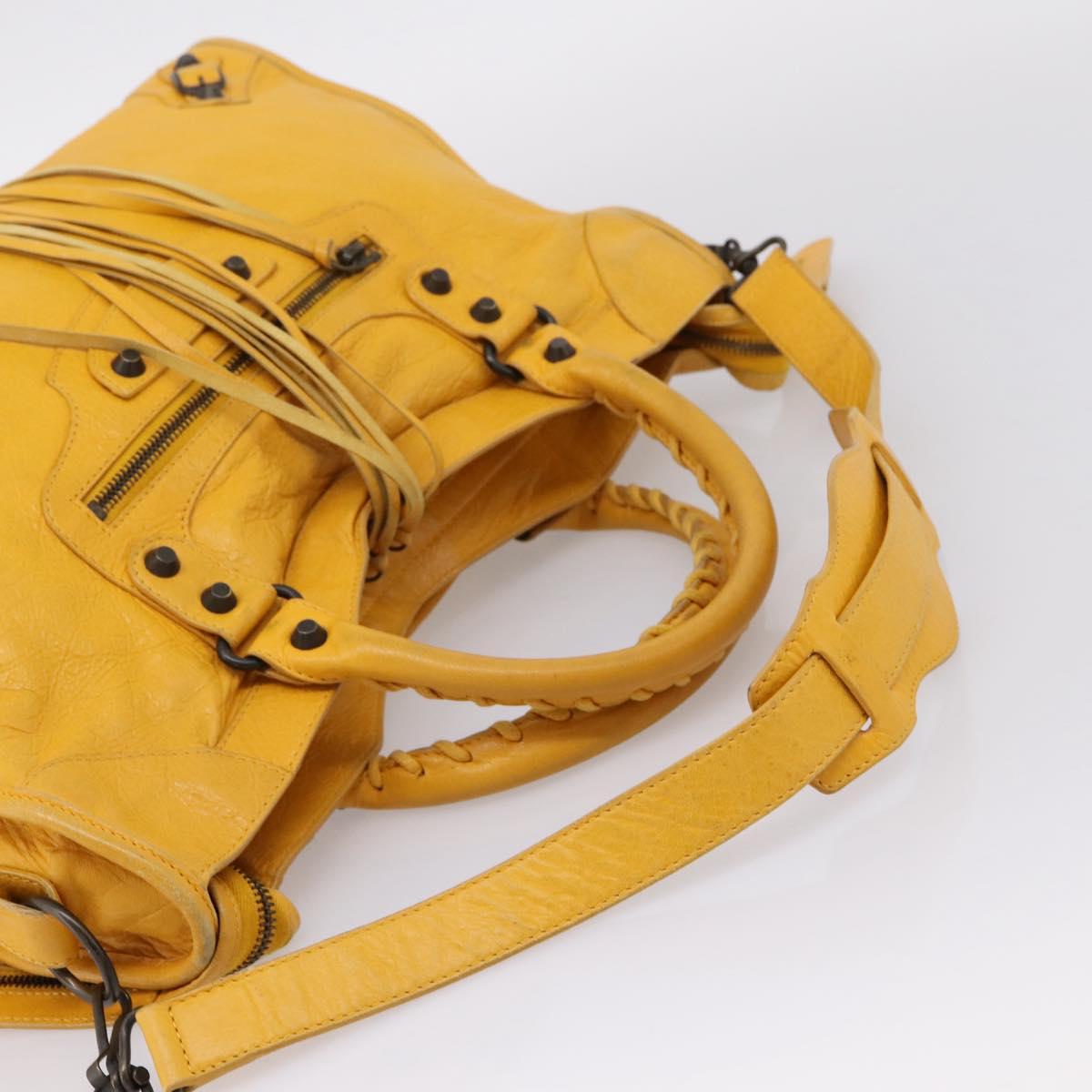 Balenciaga The City Hand Bag Leather 2way Yellow 115748 Auth 208577V