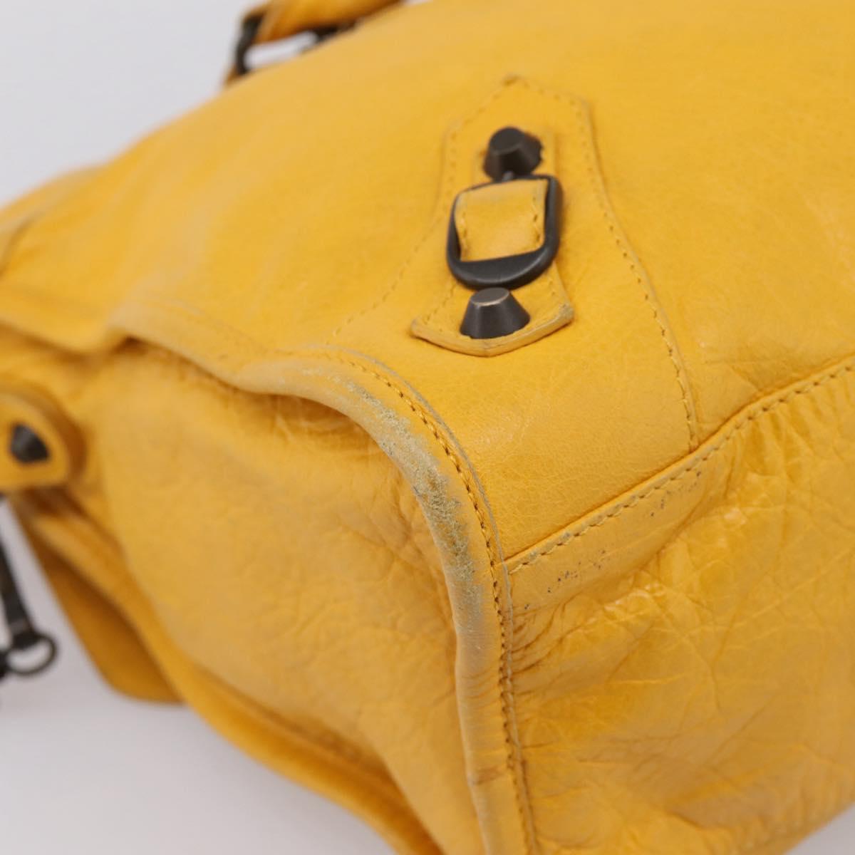 Balenciaga The City Hand Bag Leather 2way Yellow 115748 Auth 208577V