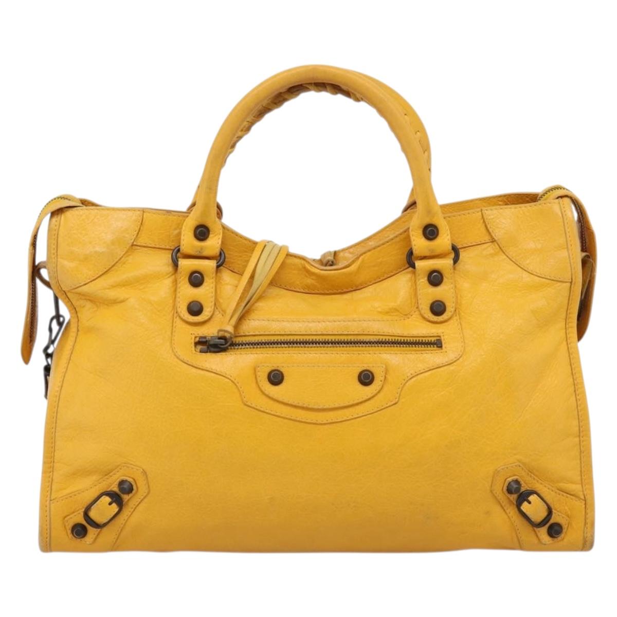Balenciaga The City Hand Bag Leather 2way Yellow 115748 Auth 208577V