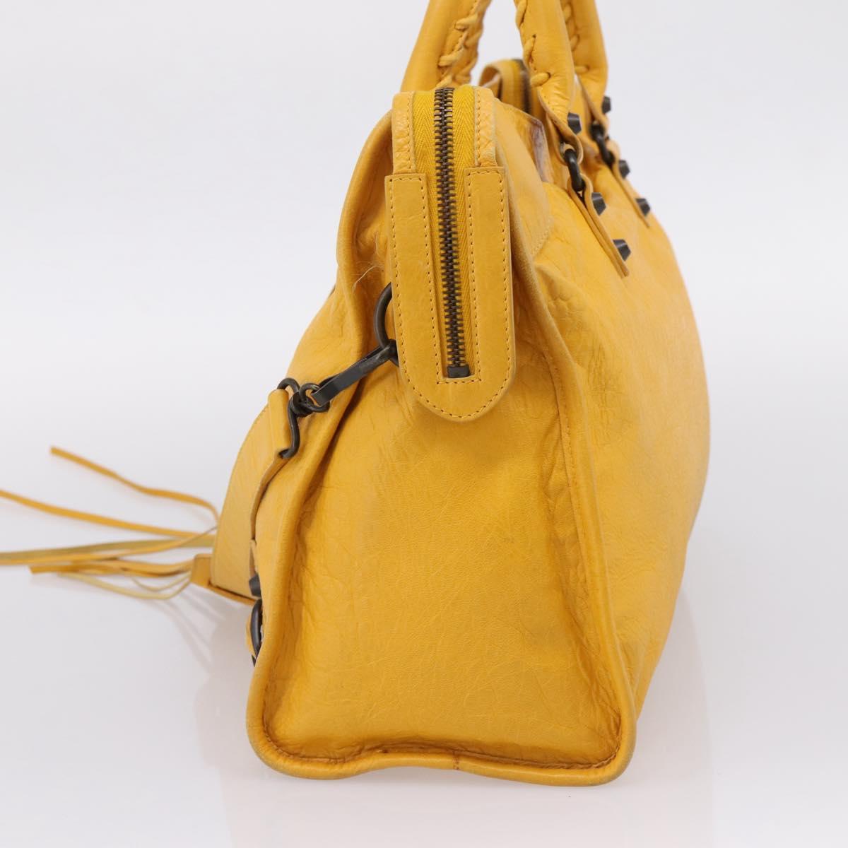 Balenciaga The City Hand Bag Leather 2way Yellow 115748 Auth 208577V