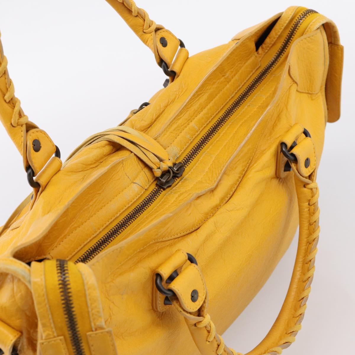 Balenciaga The City Hand Bag Leather 2way Yellow 115748 Auth 208577V