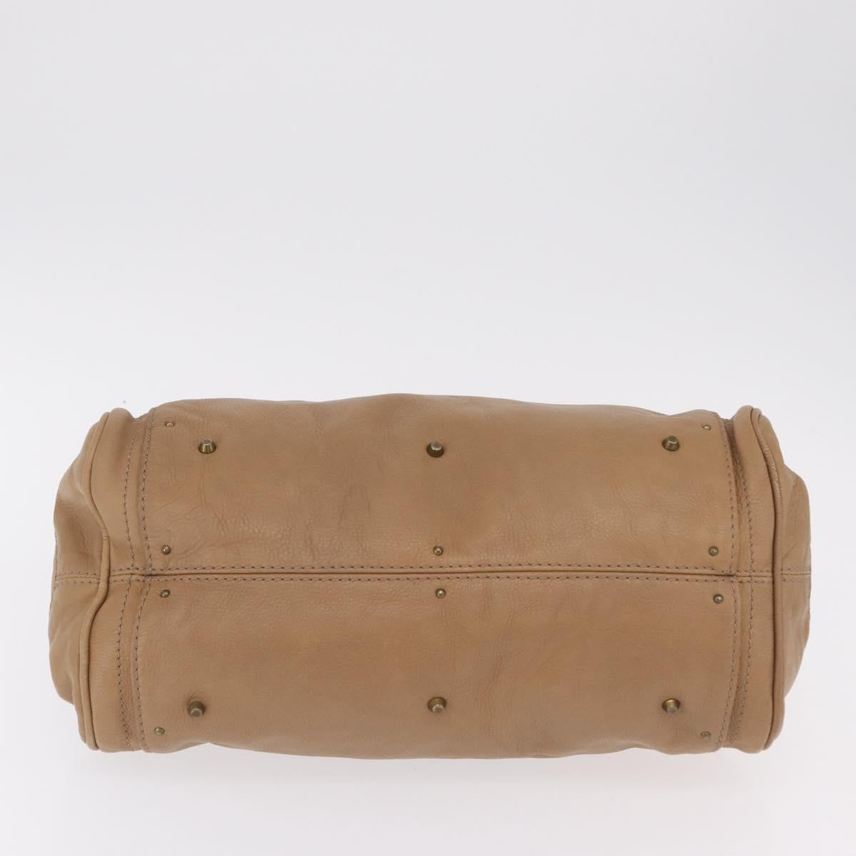 Chloe Paddington Hand Bag Leather Beige Gold Silver Auth 208578V