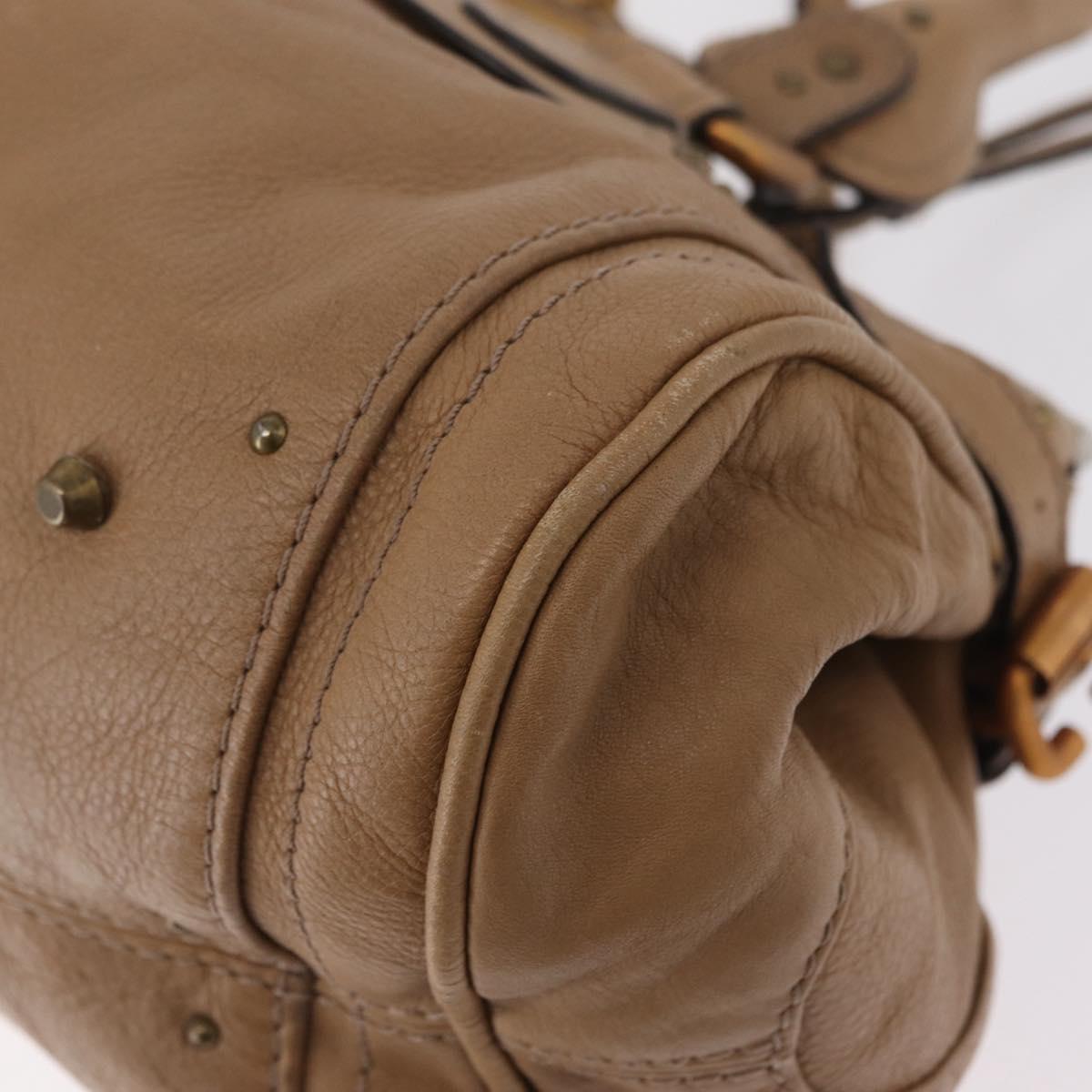 Chloe Paddington Hand Bag Leather Beige Gold Silver Auth 208578V