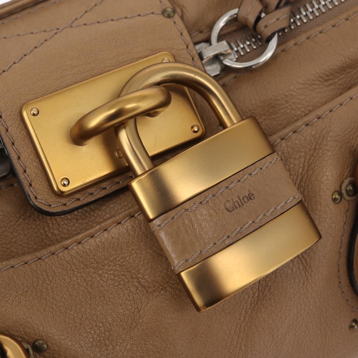 Chloe Paddington Hand Bag Leather Beige Gold Silver Auth 208578V