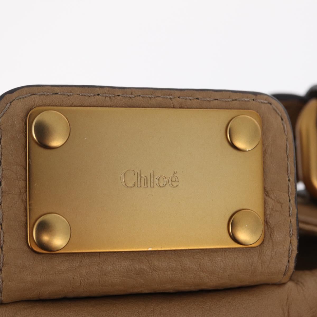 Chloe Paddington Hand Bag Leather Beige Gold Silver Auth 208578V