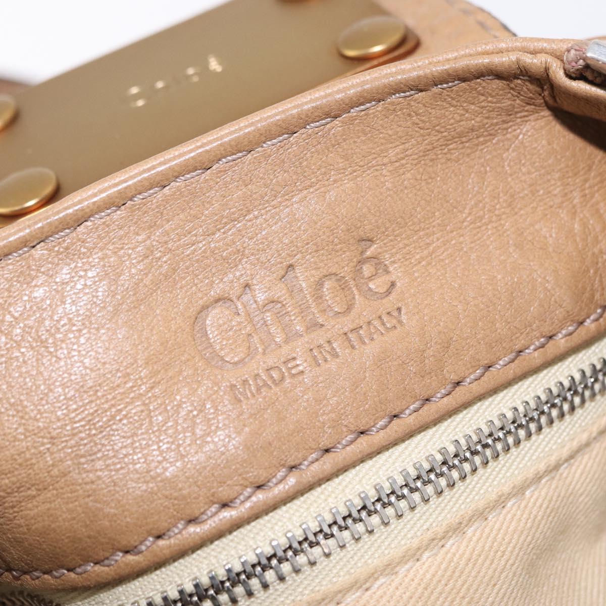 Chloe Paddington Hand Bag Leather Beige Gold Silver Auth 208578V