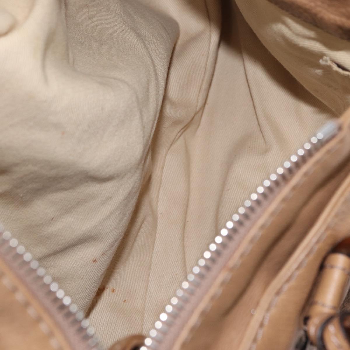 Chloe Paddington Hand Bag Leather Beige Gold Silver Auth 208578V
