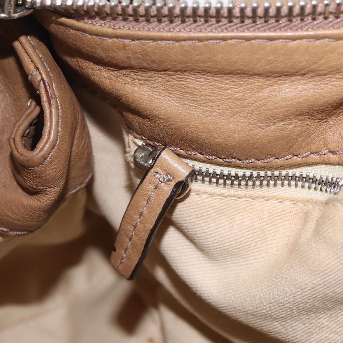Chloe Paddington Hand Bag Leather Beige Gold Silver Auth 208578V