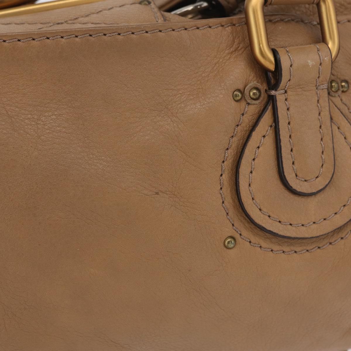 Chloe Paddington Hand Bag Leather Beige Gold Silver Auth 208578V