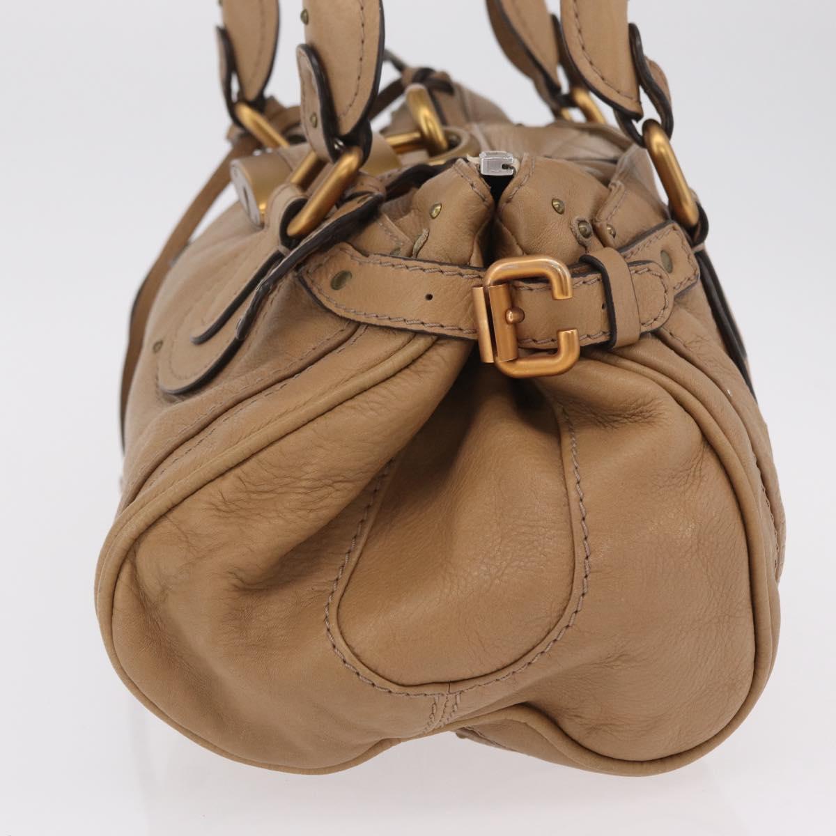 Chloe Paddington Hand Bag Leather Beige Gold Silver Auth 208578V