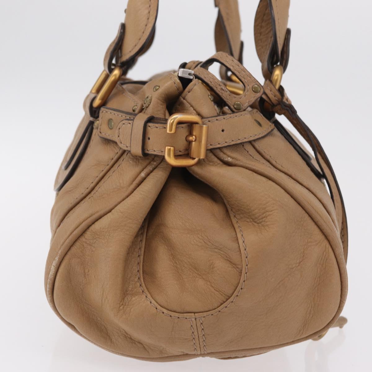 Chloe Paddington Hand Bag Leather Beige Gold Silver Auth 208578V