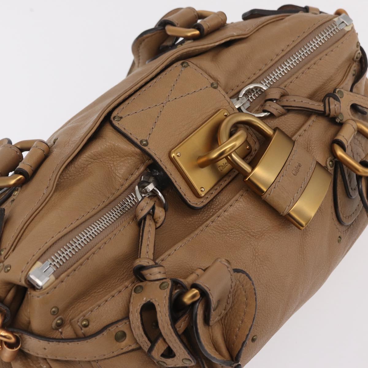 Chloe Paddington Hand Bag Leather Beige Gold Silver Auth 208578V