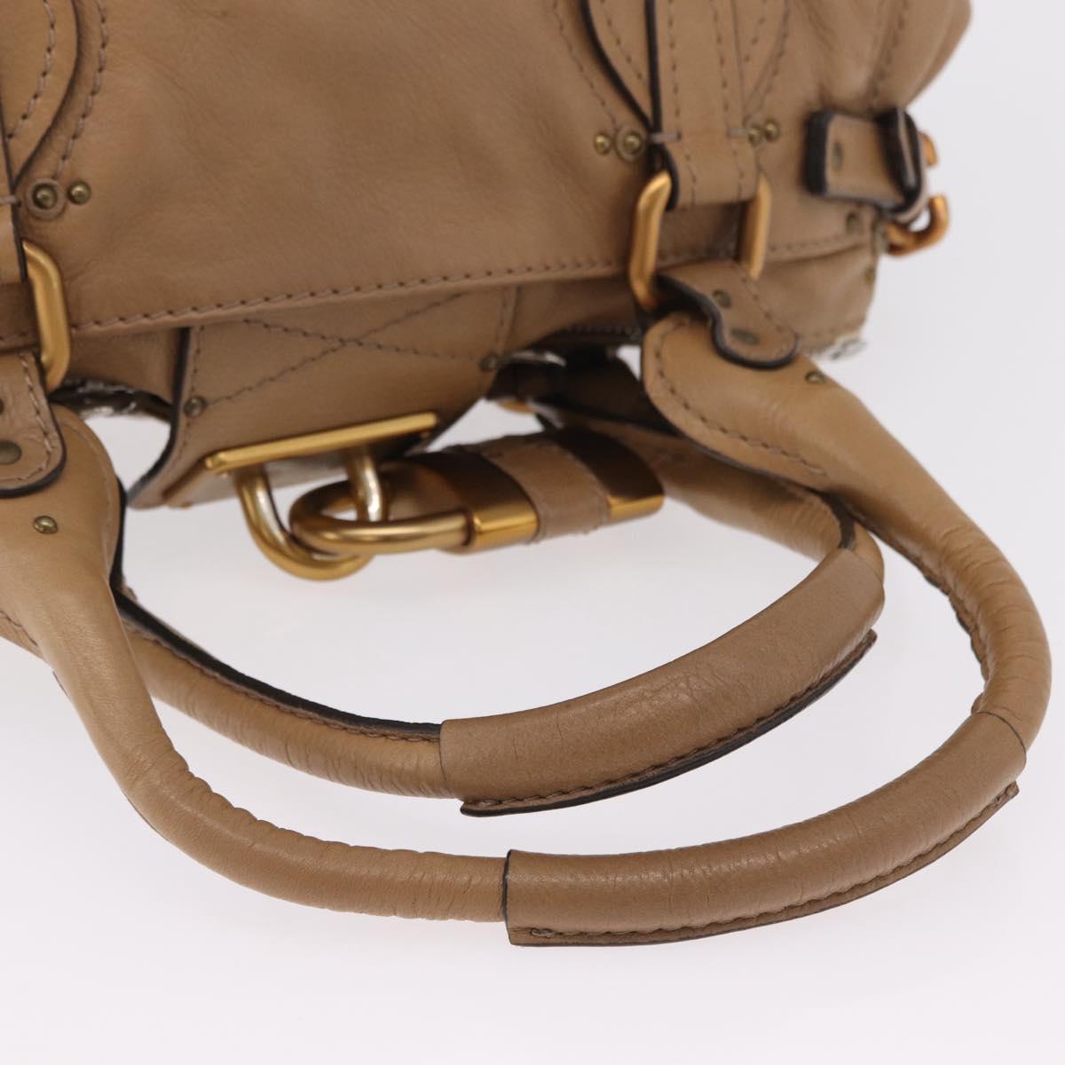 Chloe Paddington Hand Bag Leather Beige Gold Silver Auth 208578V