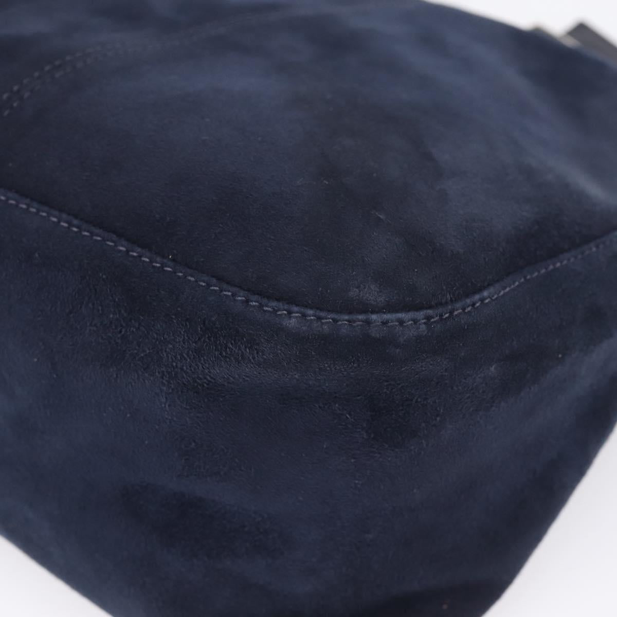 FENDI Mamma Baguette Shoulder Bag Suede Navy Silver 26426 Auth 208579V
