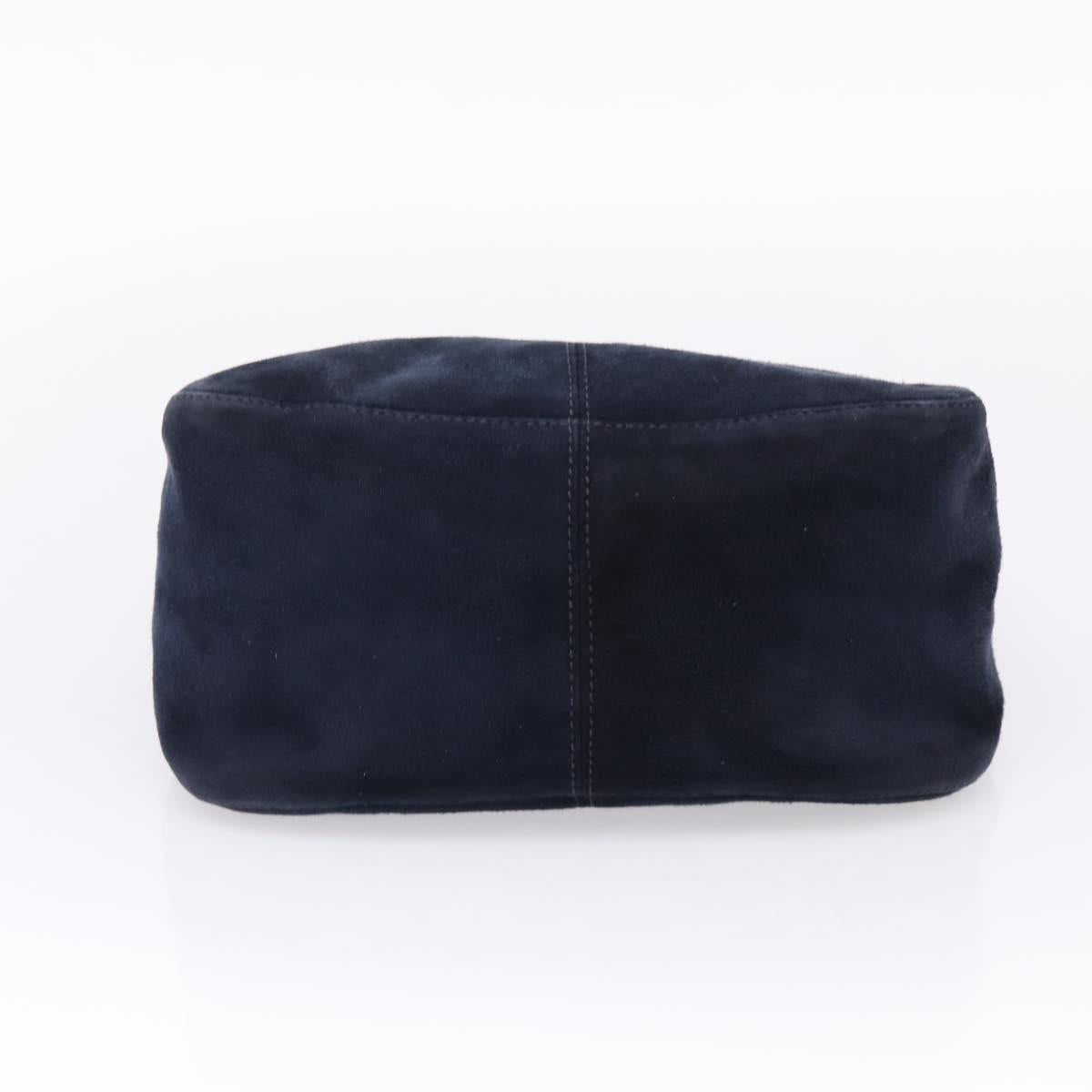 FENDI Mamma Baguette Shoulder Bag Suede Navy Silver 26426 Auth 208579V