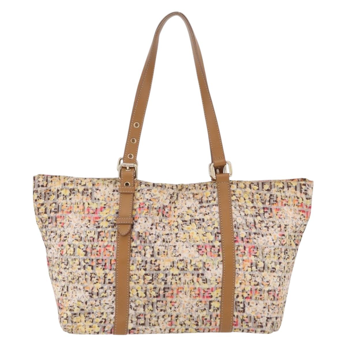 FENDI Zucchino Canvas Tote Bag Multicolor Gold 8BH215 Auth 208580V