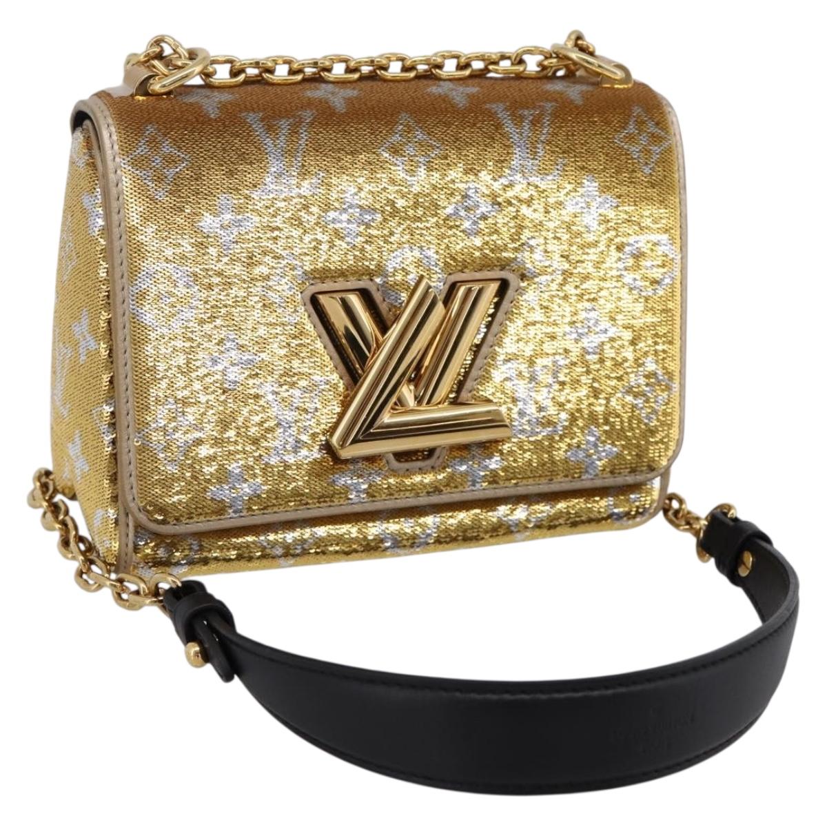 LOUIS VUITTON Twist PM Shoulder Bag Leather sequins Gold M52906 LV Auth 208581SM