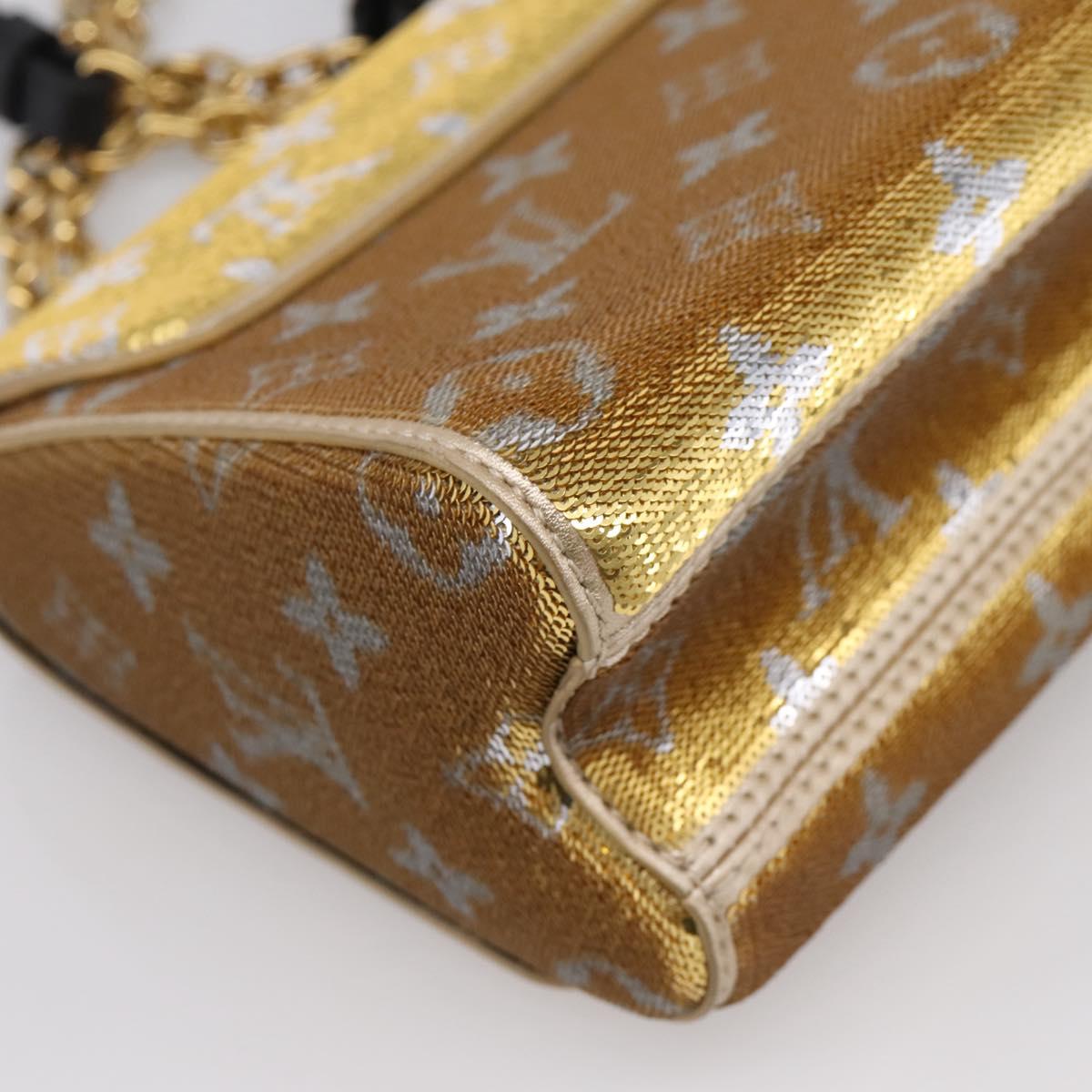 LOUIS VUITTON Twist PM Shoulder Bag Leather sequins Gold M52906 LV Auth 208581SM