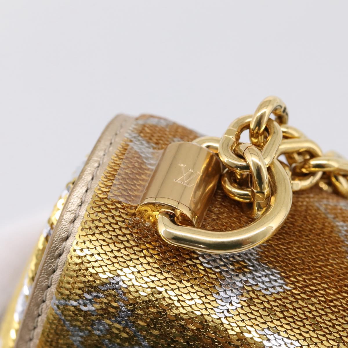 LOUIS VUITTON Twist PM Shoulder Bag Leather sequins Gold M52906 LV Auth 208581SM
