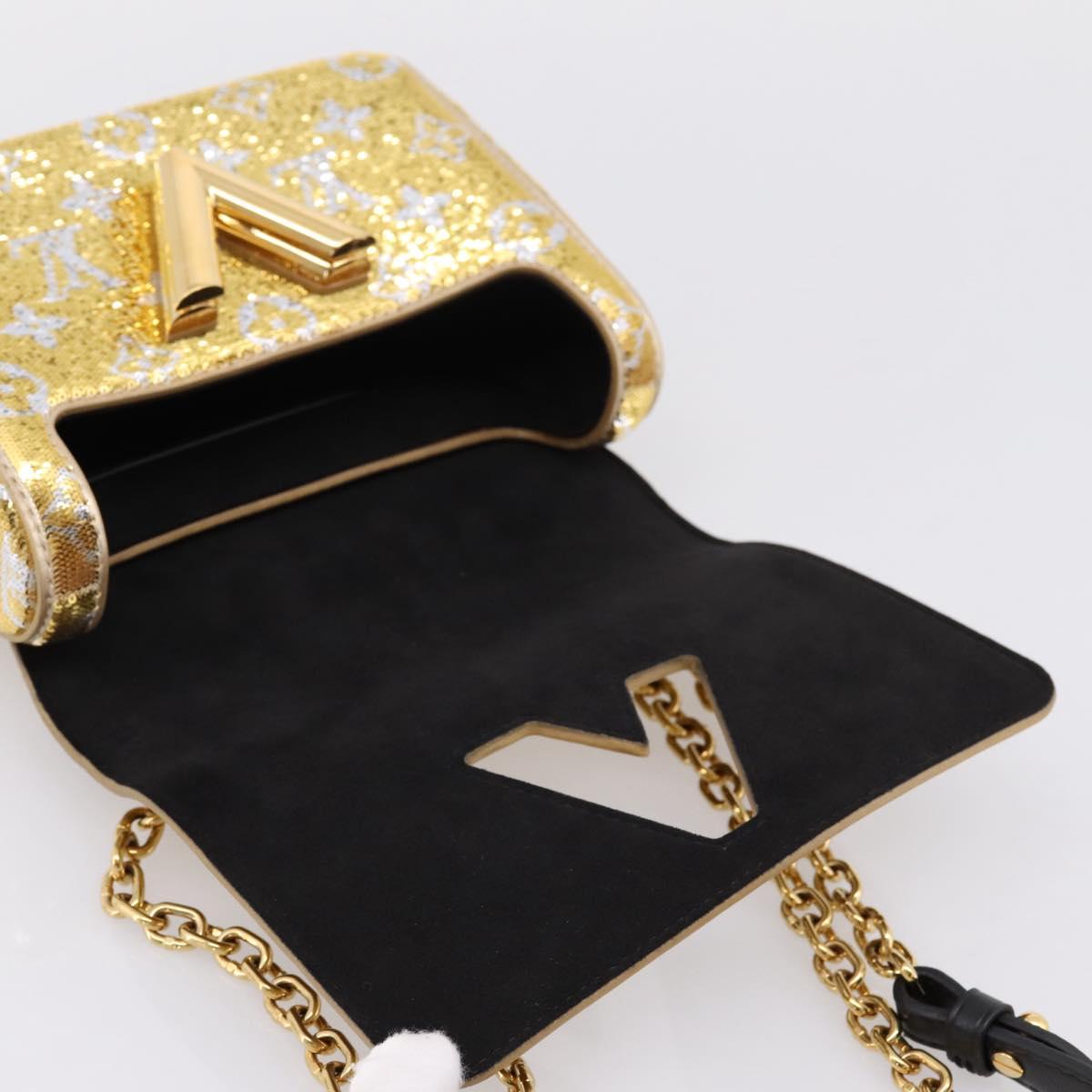 LOUIS VUITTON Twist PM Shoulder Bag Leather sequins Gold M52906 LV Auth 208581SM