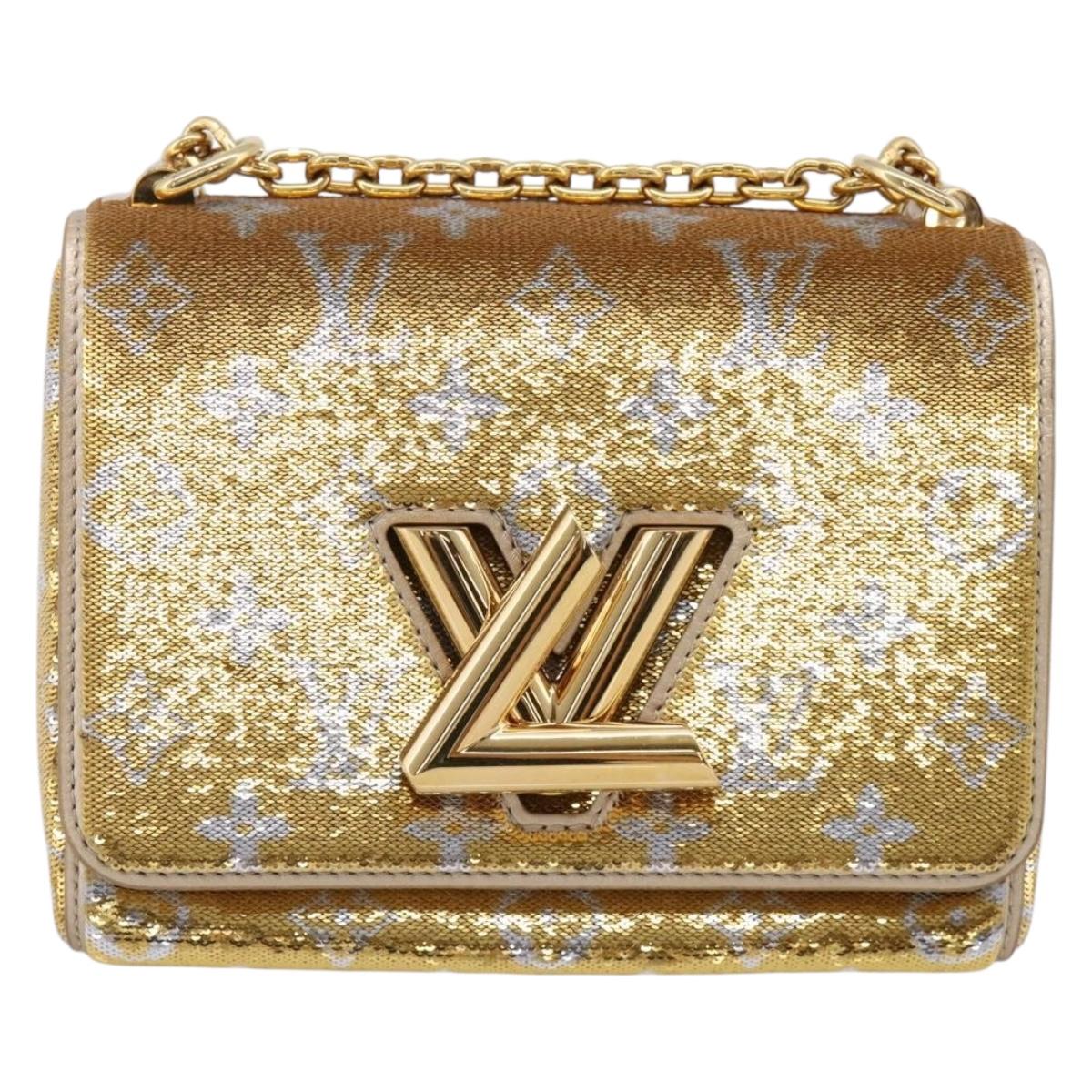 LOUIS VUITTON Twist PM Shoulder Bag Leather sequins Gold M52906 LV Auth 208581SM