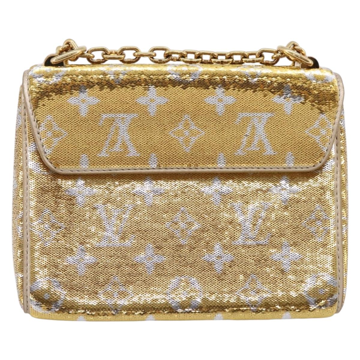 LOUIS VUITTON Twist PM Shoulder Bag Leather sequins Gold M52906 LV Auth 208581SM