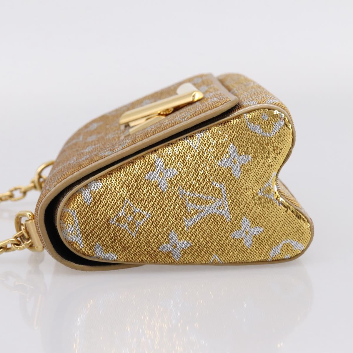 LOUIS VUITTON Twist PM Shoulder Bag Leather sequins Gold M52906 LV Auth 208581SM