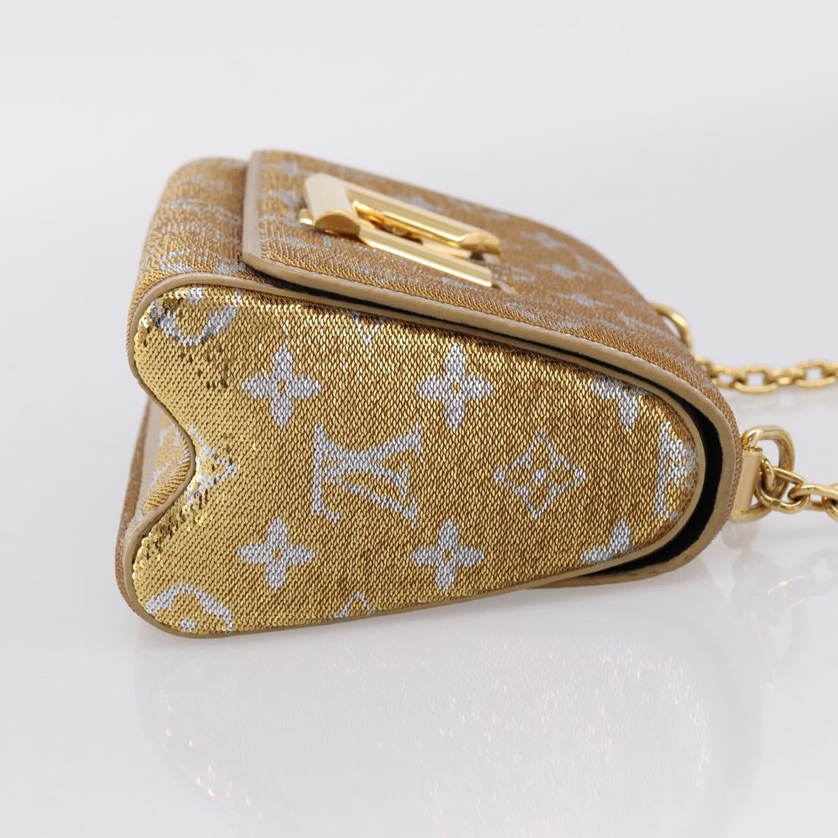 LOUIS VUITTON Twist PM Shoulder Bag Leather sequins Gold M52906 LV Auth 208581SM
